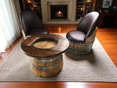 Half-Barrel Coffee Table With Removable Glass Top - Wine/Whiskey/Bourbon Barrel Storage Table - Rustic Furniture