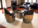 Wine Barrel Full Round Coffee Table Set with 4 Chairs - Rustic Whiskey Barrel Furniture Set - Handmade Solid Oak - Free Shipping