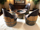 Half-Barrel Coffee Table With Removable Glass Top - Wine/Whiskey/Bourbon Barrel Storage Table - Rustic Furniture