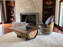 Barrel Coffee Table With Removable Glass Top - Wine/Whiskey/Bourbon Barrel Storage Table - Rustic Furniture