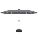 Ainfox 13ft Outdoor Patio Umbrella with Lights and Decorative Pattern Umbrella Base
