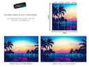 Tropical Night Wallpaper Mural – Miami Sunset Over Resort Pool & Beach.