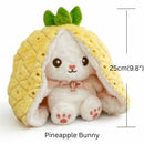 Reversible Strawberry Bunny Plush Toy Soft Polyester Stuffed Animal for Kids Hide and Seek Transforming Toy