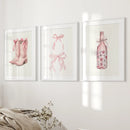 Cowgirl Boots Preppy Modern Wall Art Poster Set