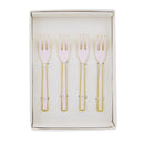 Pink Enamel Dessert Forks With Gold Edging | Boxed Set of 4