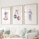 Cherries Disco Ball Preppy Pink Wall Art Prints