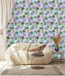 Large Leaves with Flowers Wallpaper