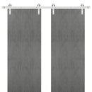 Planum 0010 Concrete Double Barn Door | Silver Finish Rail