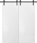 Planum 0010 White Silk Double Barn Door | Black Rail
