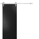Planum 0010 Black Matte Barn Door and Silver Finish Rail