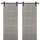 Planum 0020 Grey Oak Double Barn Door | Black Rail
