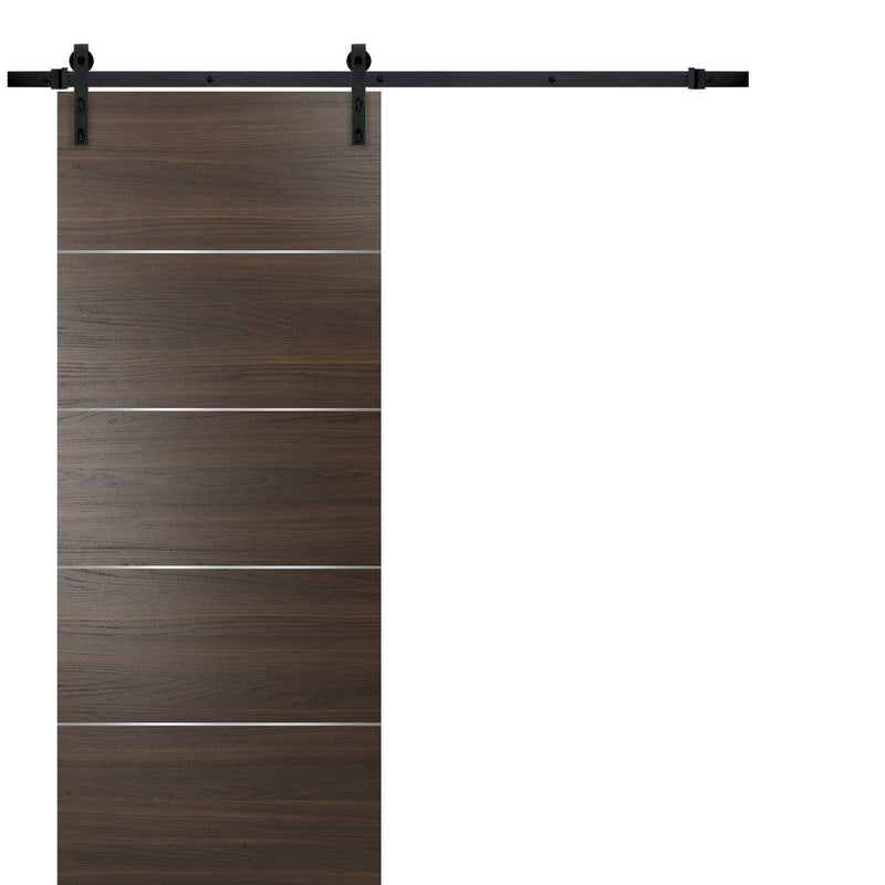 Planum 0020 Chocolate Ash Barn Door and Black Rail