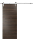 Planum 0020 Chocolate Ash Barn Door and Silver Finish Rail