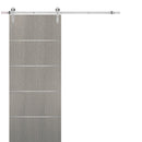 Planum 0020 Grey Oak Barn Door and Silver Finish Rail