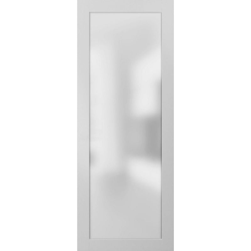 Planum 2102 White Silk Barn Door Slab with Frosted Glass