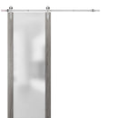 Planum 4114 Ginger Ash Barn Door with Frosted Glass and Silver Finish Rail
