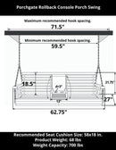 Porchgate Amish Heavy Duty Rollback Console Porch Swing
