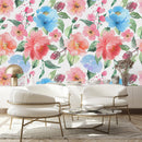 Pink and Blue Flowers Wallpaper