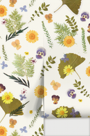 Pressed Fresh Version 01 Wallpaper, yellow and lavender