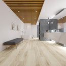 SPC Vinyl Rigid Core 7" Width 60" RL, 6mm Thick, 1.5mm IXPE Provincial Swan Veritas Floors - Mazzia Collection Product shoot Hall view