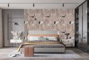 Cranes on Beige Wallpaper
