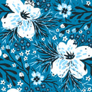 Blue Wallpaper with White Flowers Chic High-Quality