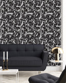 Vintage Flowers and Cranes Wallpaper