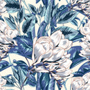 Blue Leaves and Gentle Flowers Wallpaper