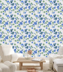 Fashionable Blue Flowers Wallpaper Vogue