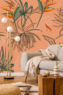 Exotic Leaves Contours Wallpaper