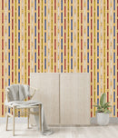 Multicolored Lines on Yellow Wallpaper