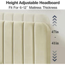 Queen size Beige Upholstered Platform Bed Frame with Headboard