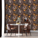 Modish Brown Floral Wallpaper