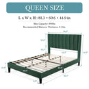 Queen size Green Velvet Upholstered Platform Bed Frame with Headboard
