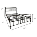 Queen Classic Farmhouse Black Metal Bed Frame with Rounded Headboard Footboard
