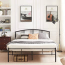 Queen size Black Metal Platform Bed Frame with Arched Headboard
