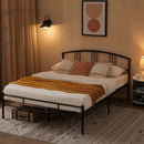 Queen size Black Metal Platform Bed Frame with Arched Headboard