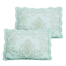 Queen size Light Blue Damask Embroidered 4 Piece Oversized Bedspread Set