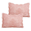 Queen size Dusty Pink Damask Embroidered 4 Piece Oversized Bedspread Set