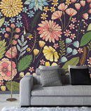 Elegant Flowers on Dark Background Wallpaper Vogue