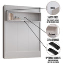 Easy-Lift Queen Murphy Wall Bed in Grey with Shelf
