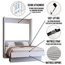 Easy-Lift Queen Murphy Wall Bed in Black with Shelf
