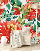 Contemporary Red Flowers Wallpaper Chic