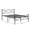 Queen Size Modern Black Metal Headboard & Footboard Platform Bed Frame
