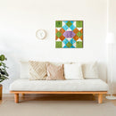 Colorful Barn Quilt Wooden Sign | Wall Art Print on Real Wood