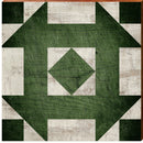 Green & White Barn Quilt Wooden Sign | Wall Art Print on Real Wood