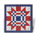 American Red, White, Blue Barn Quilt Wooden Sign | Wall Art Print on Real Wood | Rustic Farmhouse Decor