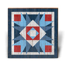 Red, White, & Blue Geometric Barn Quilt Wooden Sign | Wall Art Print on Real Wood