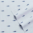 Queen size Coastal Beach 100-Percent Cotton Navy Blue White Stripe Sheet Set