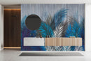 Voguish Blue Palm Leaves Wallpaper